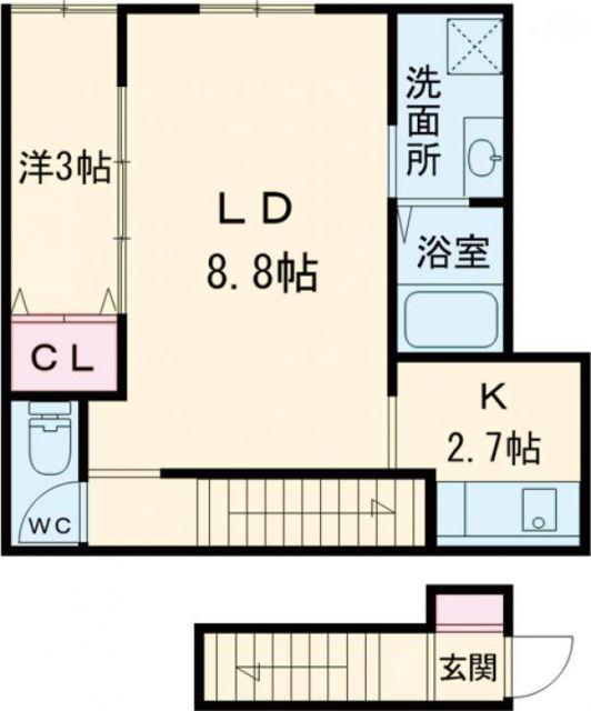 ボヌール妻鹿駅前(1LDK/2階)の間取り写真