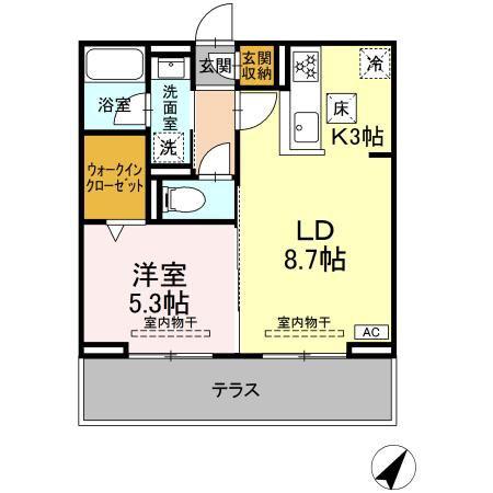 セレーナ東静岡(1LDK/1階)の間取り写真