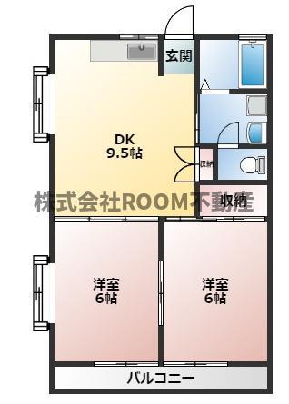 コーポアンジェラス(2DK/1階)の間取り写真