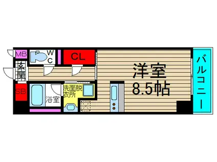 ドゥーエ立売堀(ワンルーム/13階)の間取り写真