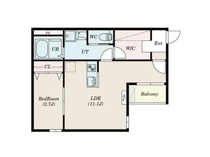 ILUSION高畑西(1LDK/2階)の間取り写真