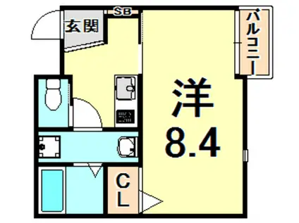 モレス・ヴィラ西宮北口(1K/2階)の間取り写真