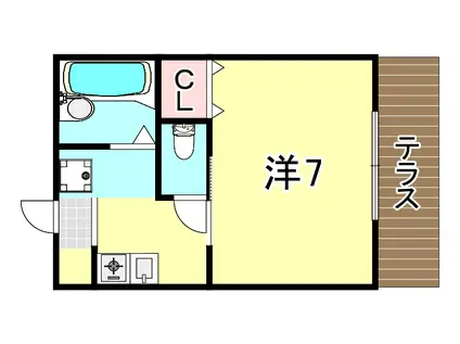 ディアス御影(1K/1階)の間取り写真