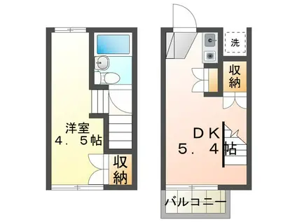 芦花フローラル(1DK/2階)の間取り写真