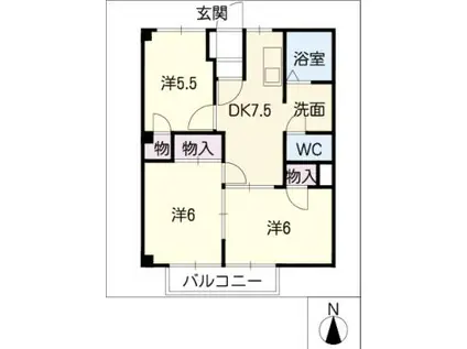ラフォーレ掛越(3DK/1階)の間取り写真