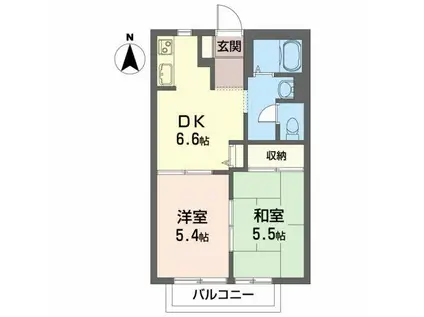 ビューパレー(2DK/1階)の間取り写真