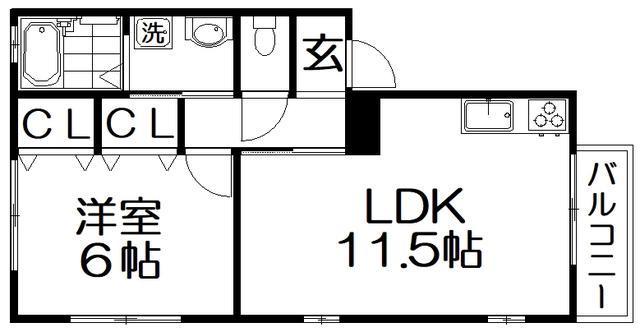 エルツイン(1LDK/1階)の間取り写真