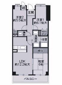 ウエストヒルズI(3LDK/4階)の間取り写真