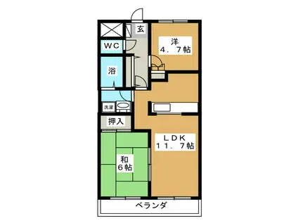 JOY RUMAYUI(2LDK/2階)の間取り写真