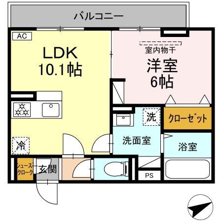 シャトー アヴニール 調布(1LDK/2階)の間取り写真