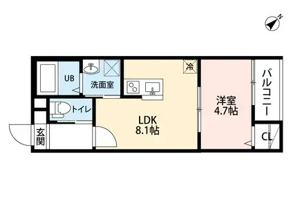 REFINO野並(1LDK/1階)の間取り写真