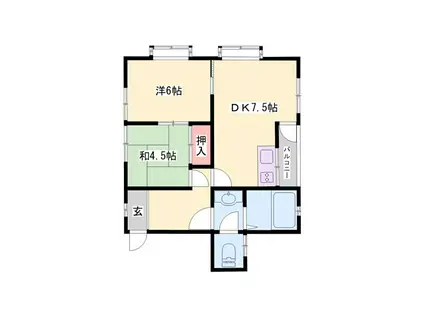 ハイツスガハラ(2DK/1階)の間取り写真