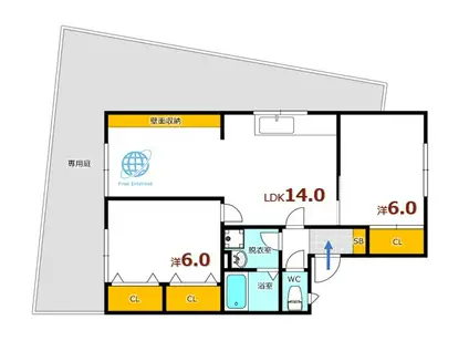 セジュールシャリオ B棟(2LDK/1階)の間取り写真