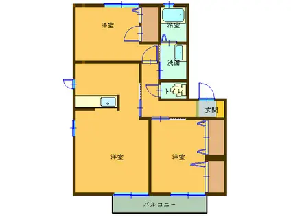 サンソレイユ(2LDK/2階)の間取り写真