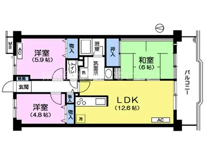 ソシア上石神井(3LDK/1階)の間取り写真