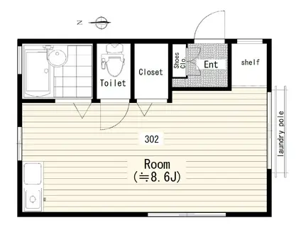 イースト ONE(ワンルーム/3階)の間取り写真