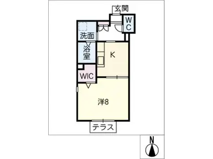 カーサ有楽(1K/1階)の間取り写真