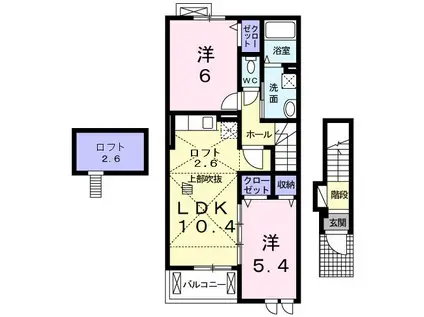 エターニティ イースト(2LDK/2階)の間取り写真
