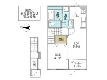 UN LUCIOLE(1LDK/2階)の間取り写真