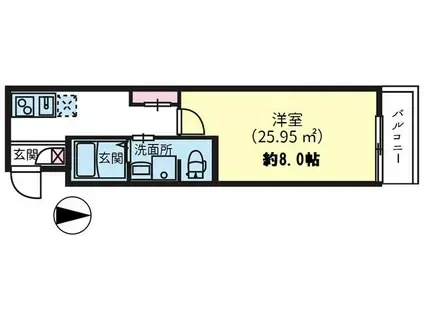 スマートVILLA千鳥(1K/4階)の間取り写真
