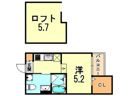 LA BLANC(1K/2階)の間取り写真