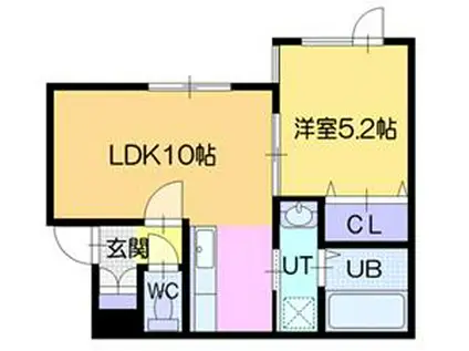 アレックス野幌(1LDK/2階)の間取り写真
