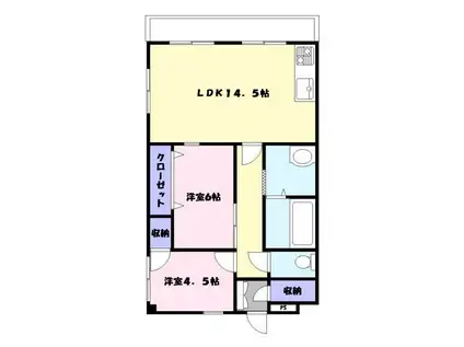 ビスタハウス(2LDK/4階)の間取り写真