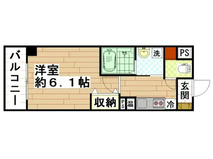 IF俊徳道(1K/6階)の間取り写真