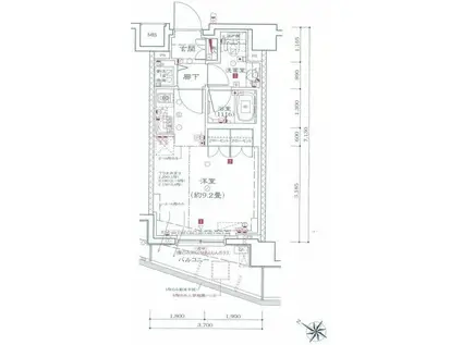 グローリオ明大前(1K/6階)の間取り写真