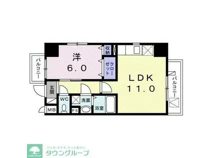 ベラ カーサ 江東(1LDK/2階)の間取り写真