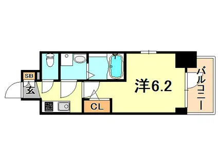 エスリード神戸グランドール(1K/6階)の間取り写真