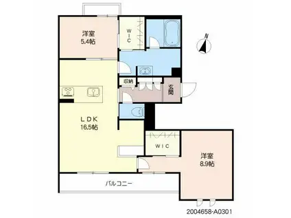 CASA FELICE 水前寺(2LDK/3階)の間取り写真