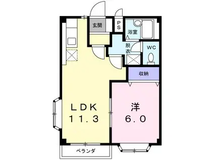 アーバンサクライA棟(1LDK/2階)の間取り写真