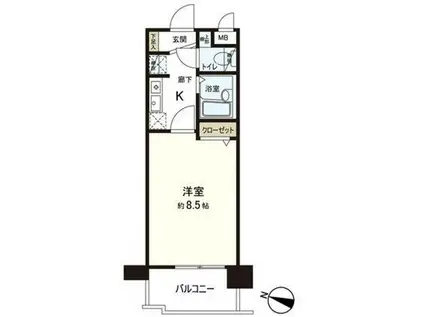 アクタス西公園アーバル(1K/3階)の間取り写真