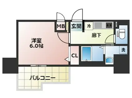 DIMUS新大阪(1K/11階)の間取り写真