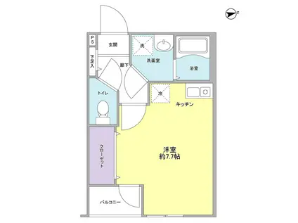 エスポワール上安駅前(1K/1階)の間取り写真