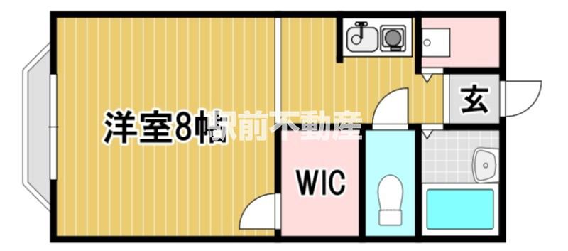アヴェニール御井(ワンルーム/2階)の間取り写真