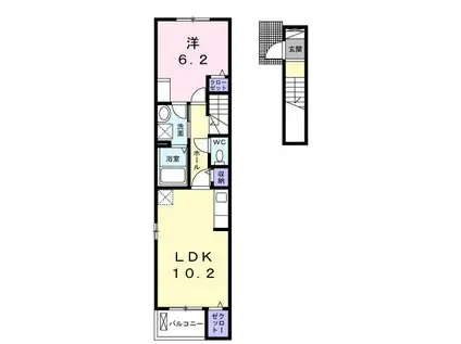 CRESCENDO(1LDK/2階)の間取り写真