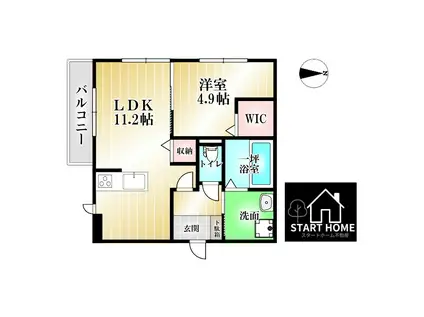 フルール(1LDK/1階)の間取り写真