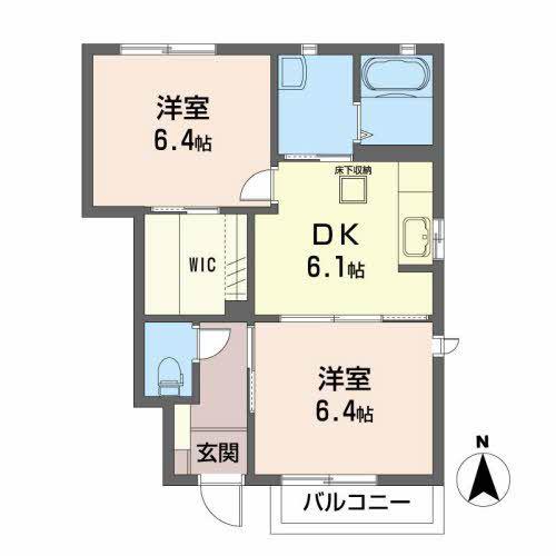 タウンコートA(2DK/1階)の間取り写真