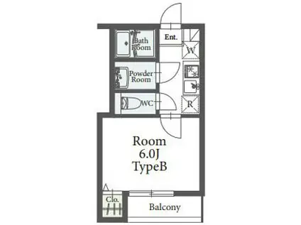 ベリエひばりケ丘(1K/1階)の間取り写真