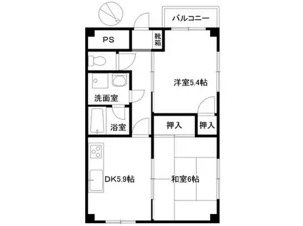 シャンテ本山(2DK/3階)の間取り写真