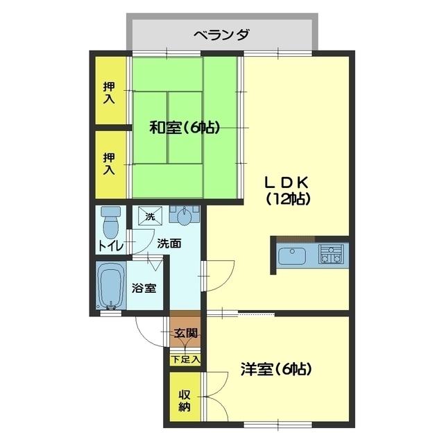 セジュール窪A棟(2LDK/1階)の間取り写真