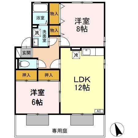 エトワールパレスF(2LDK/1階)の間取り写真