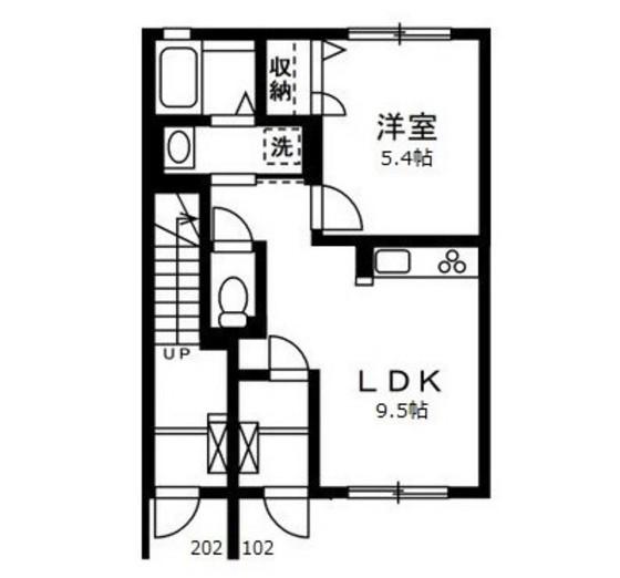 コンシェルジュ福富西(1LDK/2階)の間取り写真