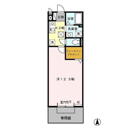 グリーンフォレストAZUMI A(1K/1階)の間取り写真