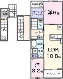ヴィラ グレイスA(2LDK/3階)の間取り写真