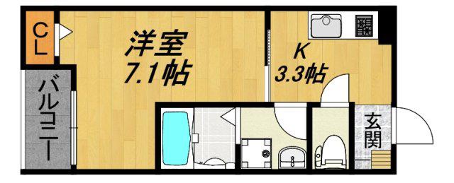 LE COCON 北名古屋II(1K/2階)の間取り写真
