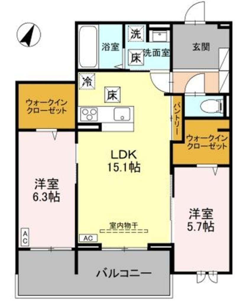 センカIII(2LDK/3階)の間取り写真