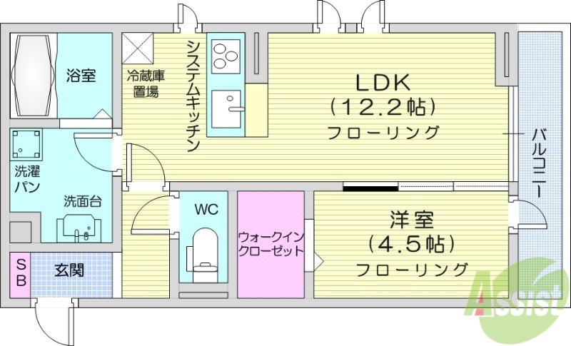 D-ROOM DEARCOURT 幸町 1(1LDK/1階)の間取り写真